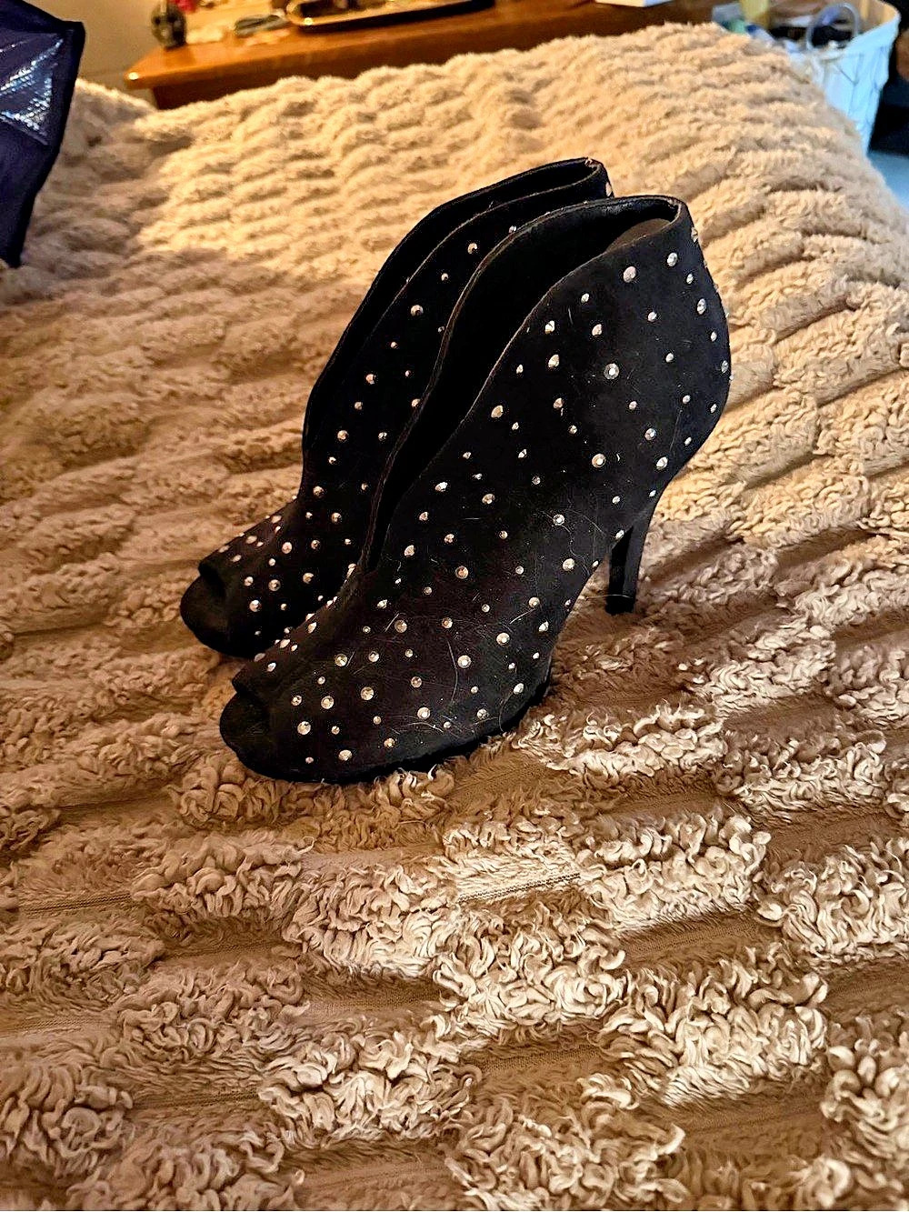 Studded Black Heeled Booties Like New